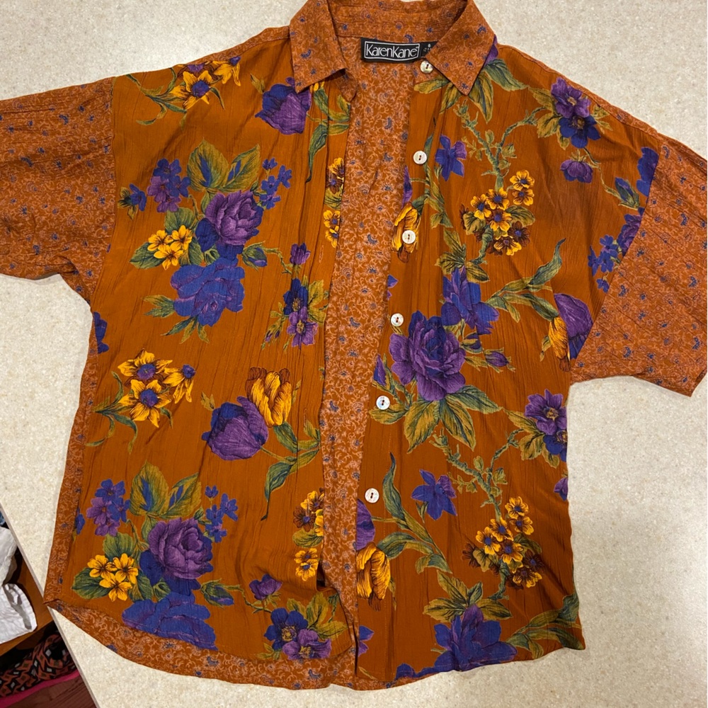 fun floral button down